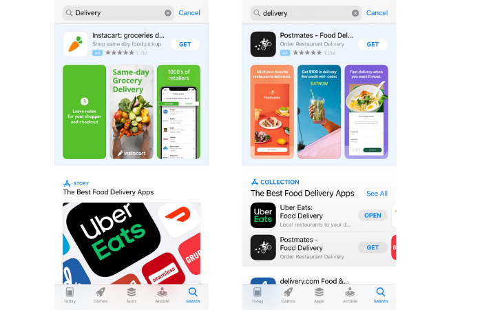 App collections in iOS 13 vs iOS14